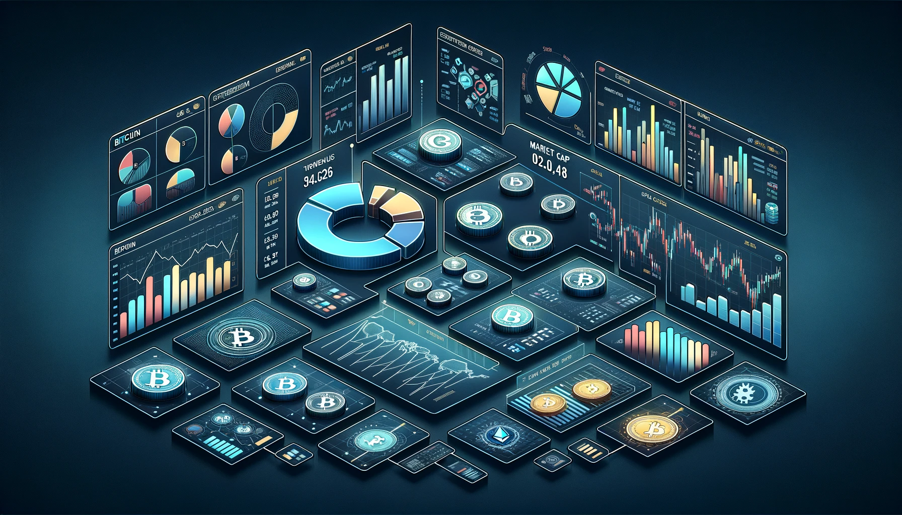 Crypto Calculator and Crypto market cap calculator image with many charts in the background