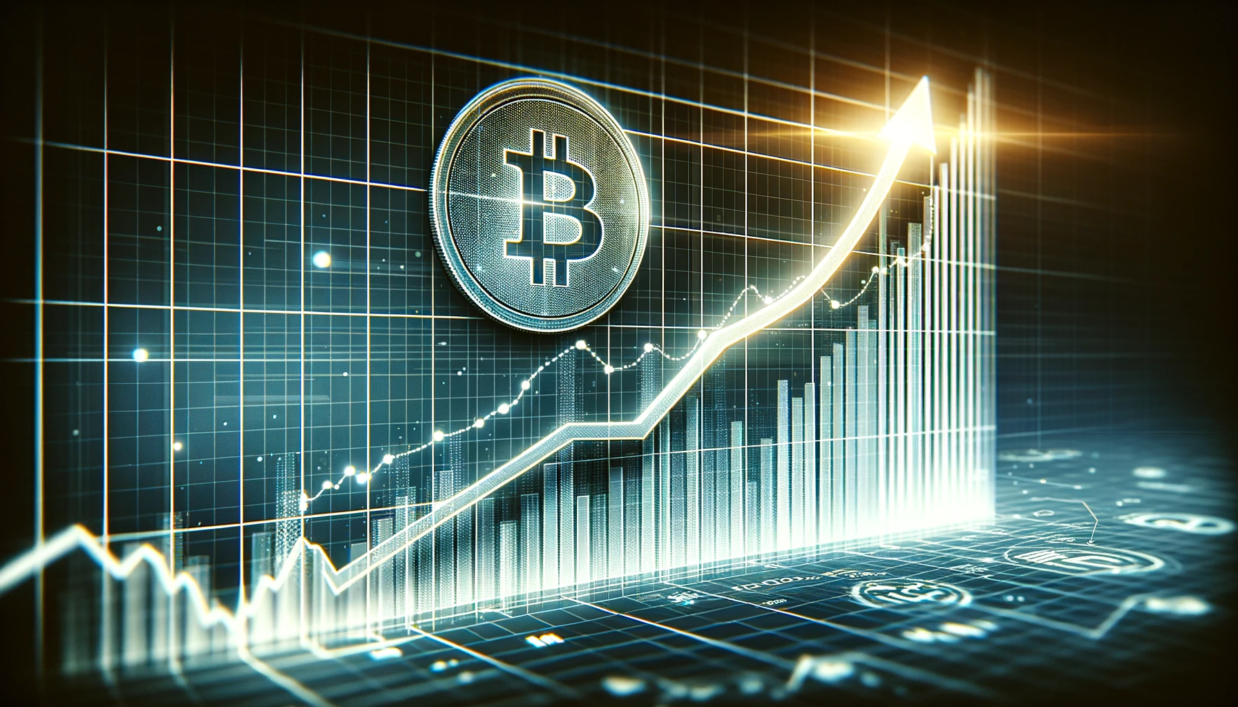 Digital crypto calculator with Bitcoin symbol buttons and display, concept for cryptocurrency calculator and crypto tracker